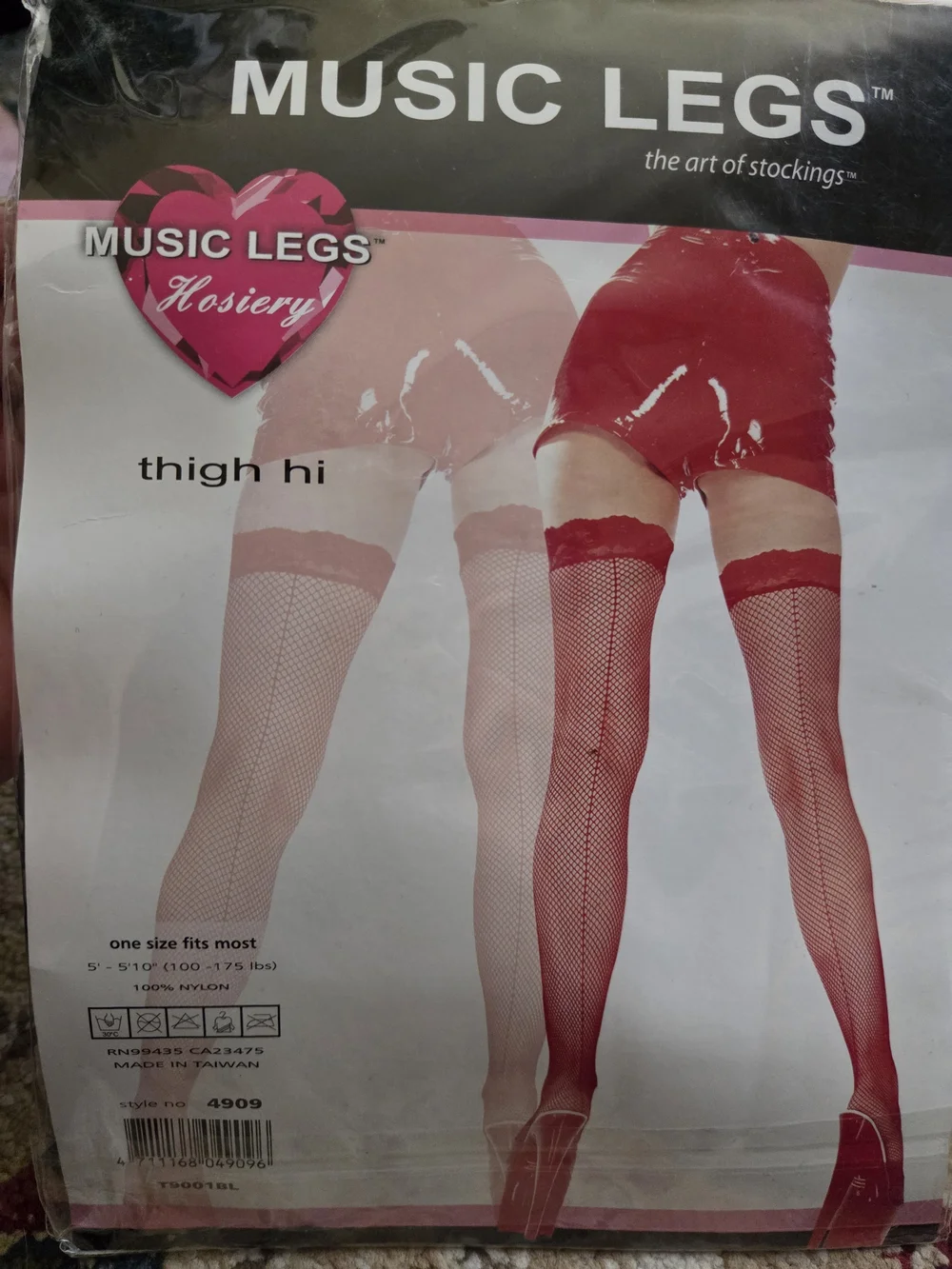 Music Legs Black Fishnet Thigh-highs With Backseam & Lace Tops